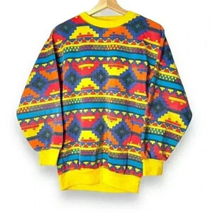 Vintage 1980s Sweatshirts Gad-abouts Multicolored Pattern Plaid Sz Small  Taiwan